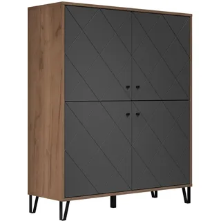 trendteam Montez 123 x 136 x 40 cm Grau/Eiche