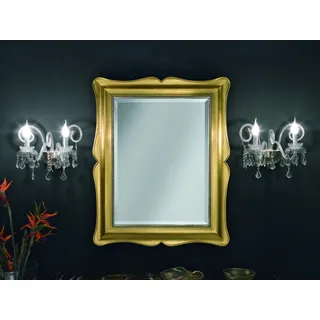 Klassischer Wandspiegel Holz Spiegel Möbel Barock 85x105 Glas Rahmen Wand Gold