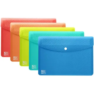 Oxford Dokumententasche A6, transparenter Kunststoff, 5 Farben, 5 Stück