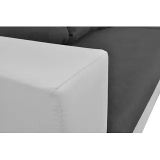 Wohnlandschaft Ecksofa L-Form  Sofa Design Couch Textil Polster Kunstleder - Weiß