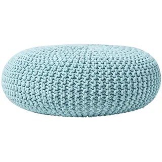 Homescapes Strick-Pouf Textil 70 x 23 x 70 cm Pastellblau