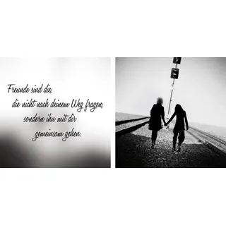 Leinwandbild QUEENCE "Freunde", schwarz (farbe bild(er): schwarz), B:80cm H:40cm T:2cm, Canvas, Holzrahmen, Bilder, Leinwandbild, Premium-Leinwandstoff, Handarbeit aus Deutschland, Spruch, 2er Set
