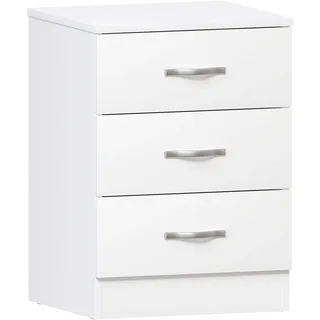 Vida Designs weiß Nachttisch Kommode, 3 Schubladen mit Metall Griffe & Läufer, Einzigartige Anti-Bowing Schublade Unterstützung, Riano Schlafzimmer Möbel, 56 x 40 x 36 cm