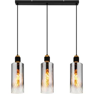 Globo Hängeleuchte , Braun, Grau, Klar, Schwarz , Holz, Metall, Glas, Textil , 12x150x68 cm , Ce , beliebig kürzbar , Lampen & Leuchten, Innenbeleuchtung, Hängeleuchten, Pendelleuchten