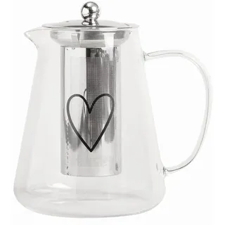 Teekanne mit Teesieb Herz, Designer Eulenschnitt, 16x18x13.5 cm