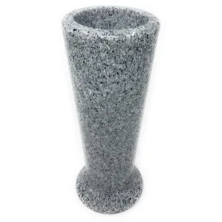 OPTIMUM Blumenvase für Friedhof, schlank, aus Kunststoff (hellgrauer Granit) mit Metall-Erdspieß, Grabschmuck, Grabdekorationen, für Grabstein, Garten, Rasen und Hof