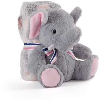 Kuscheldecke Baby Jungen Mädchen mit Kuscheltier - Babydecke mit Sternen Kleinkind ab 0+ Monaten mit Plusch Spielzeug - Pluschtier Supersoft Weich mit Decke Kinder 1 2 3 Jahre - 120x80 cm (Elefant)