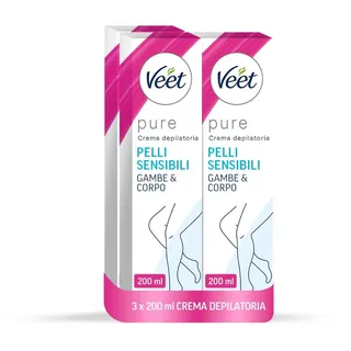 Veet Haarentfernungscreme für empfindliche Haut, 200 ml, für Beine, Arme, Achseln und Bikinizone, Maxi Format (600 ml), Feuchtigkeitsspendend, für Personen mit empfindlicher Haut, Unisex