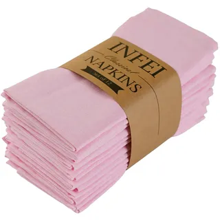INFEI weich Polyester -Leinen gemischt Abendessen Cloth Servietten, 12 Stück (40 x 40 cm), für Veranstaltungen und den Heimgebrauch (Pink)