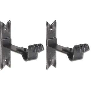 SCHÖSSWENDER Gardinenstange Halterung rustikal gedreht - Halterung Vorhangstange einläufig, Schmiedeeisen schwarz