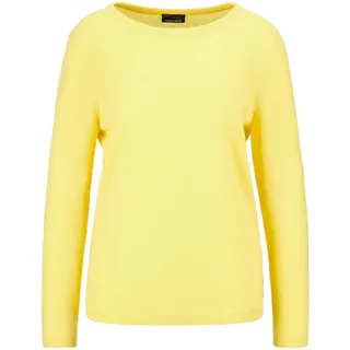 Strickpullover GOLDNER "Kurzgröße Feinstrickshirt mit U-Boot-Ausschnitt", Damen, Gr. 24, gelb (zitronengelb), Obermaterial: 100% Kaschmir WS., figurumspielend, U-Boot-Ausschnitt, eng Rippe, Pullover Strickpullover, keine/nicht relevant