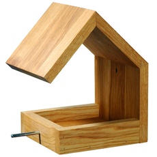 Bild von Design-Vogelhaus Eichenholz mit Satteldach und Anflugstange