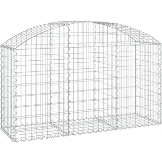 vidaXL Gabione mit Hochbogen 150x50x80/100 cm Verzinktes Eisen - Silber