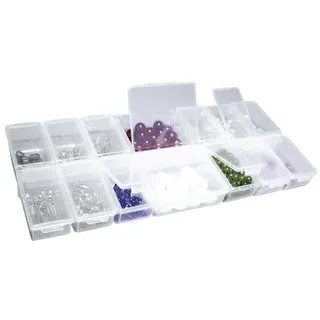 Rayher Multi-Sortierbox 14 Fächer mit Klappdeckeln Weiß