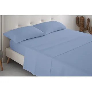Degrees home - 3-teiliges Bettwäsche-Set - Spannbettlaken, Bettlaken und Kissenbezug - Mikrofaser Polyester Bett 105 cm, Hellblau