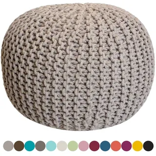 Sitzpuff Sitzpouf Sitzhocker Bodenkissen Ottonmane extra hoch Beige Baumwolle