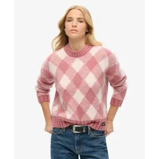 Superdry für Damen. W6110574A Rosa Pullover mit Argyle-Muster (XL), Lässig, Acryl