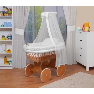 WALDIN Baby Stubenwagen-Set mit Ausstattung, XXL, Bollerwagen, komplett,Weiß,Gestell/Räder lackiert - Weiß