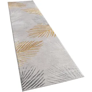 Paco Home Teppich Wohnzimmer Kurzflor Blätter Floral Regenbogen Geometrisch 80x150 cm, Gold,