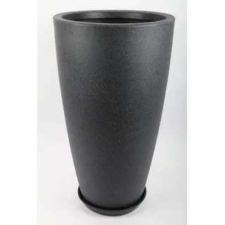 point-garden Blumentopf, Pflanzkübel, Pflanzgefäß mit Untersetzer, black stone