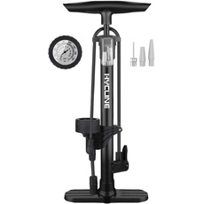 Hycline Fahrradpumpe Luftpumpe mit Manometer: 160 PSI Standpumpe für alle Ventile, für Bike, Reifen, Ball, Luftkissen Schwarz