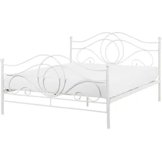 Beliani Metallbett Weiß Lyra - Metall , 140x200 cm , Schlafzimmer, Betten, Metallbetten