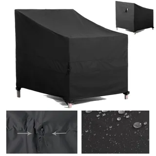 F&J Outdoors Garten Stuhlabdeckungen Lounge Stuhl Schaukelstuhl Adirondack Stuhlabdeckung wasserdichte Taille Kordelzug Enge Outdoor Möbel Bezüge Rattan Stuhlabdeckungen,schwarz,89x99x66/91cm