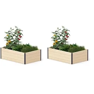 Upyard GardenBox Modern - modernes Hochbeet aus Holz - ergonomisches Hochbeet für Terrasse und Garten - Pflanzkasten für Gemüse und Kräuter, 120x80x40, Naturholz (Packung mit 2)
