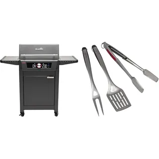 Char-Broil Evolve Electric E-Power Grillen, 90°C-370°C, APP Control, Reinigungsfunktion & 140 767 - Comfort Grip 3-teiliges Grillbesteck, Edelstahl.