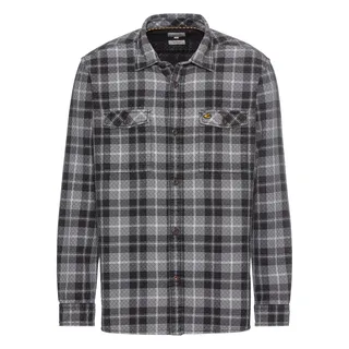 camel active Herren Langarm Hemd Regular Fit aus Baumwolle Schwarz-Grau, Menswear-L
