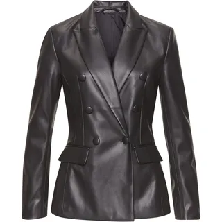 Lederimitat-Blazer LASCANA, Damen, Gr. 34, schwarz, Web, Obermaterial: 100% Polyester. Beschichtung: 100% Polyurethan. Futter: 100% Polyester, unifarben, tailliert Po-bedeckend, Blazer Lederimitat-Blazer, mit Reverskragen, taillierter Damenblazer, Business-Look