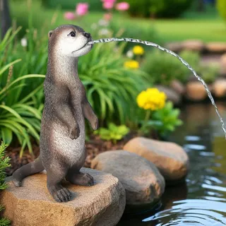 Solar Wasserspeier Otter Gartenteichdeko Solarspringbrunnen Wasserspiel Brunnen Gartenbrunnen