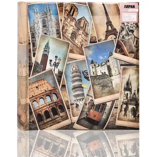 ARPAN 10 x 15 cm Vintage Collage-UK-European Travel Memo Album für 200 Fotos, 10 x 15 cm, Mehrfarbig