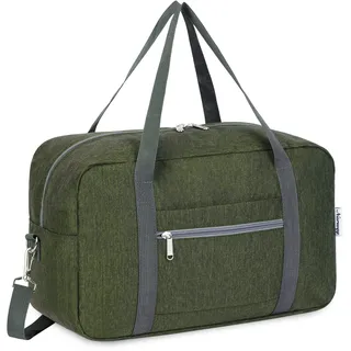 Narwey 20L Ryanair Handgepäck 40x30x20, Klein Sporttasche Faltbare Reisetasche Handgepäck Tasche Flugzeug für Damen, Travel Bag Weekender Herren (Armeegrün (mit Schultergurt))