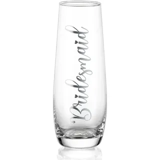 NUPTIO Sektgläser Becher Geschenk Bridesmaid: Gravur Gläser Hochzeit Champagner Prosecco Glasses Brautjungfer Silber Tumbler Party Champagnerglas Sektflöten Gift Stemless