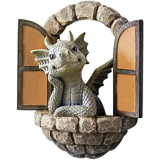 YFJSML Gartendrachen Figuren Deko, Drachen Gartenfiguren, Gartendeko für Draußen, Schöne Hof Drachenskulptur, Kunstharz Drachenskulptur Garten,Drachen Figuren Deko Geschenke für Familie&Freunde (B)