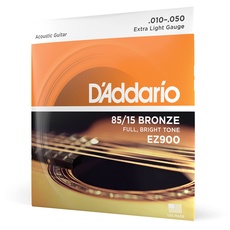 D'Addario Gitarrensaiten Westerngitarre | Gitarrensaiten Akustikgitarre | Saiten Westerngitarre | DER BELIEBTESTEN SAITENMARKE WELTWEIT | EZ900 | 85/15 Bronze | Extra Light (10-50)