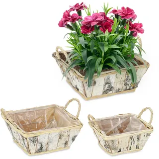 Relaxdays Blumentopf 3er Set 3 Größen 30 x 30 x 30 cm Weiß