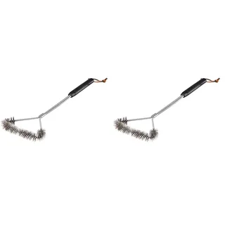 Weber 6493 3-seitige Grillbürste mit Edelstahlborsten, schwarz, 53 cm (Packung mit 2)