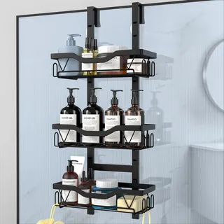 UUlioyer Duschablage zum Hängen, Duschregal Ohne Bohren für Duschwand | 3-Layer Badezimmer Organizer, Shampoo Duschgel Halterung für Dusche, Schwarz