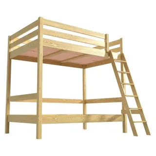 Etagenbett 2-Sitzer 120x200 für Erwachsene Treppe Holz Sylvia - Honig - Weiß