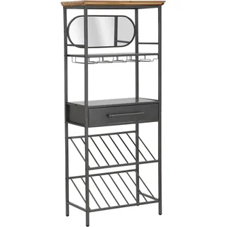 Schwarzer Metallschrank mit Schublade und Flaschenhalter - Schwarz