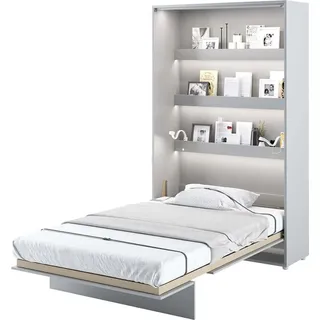 Furniture24 Schrankbett Bed Concept, Wandklappbett mit Lattenrost, V-Bett, Wandbett Bettschrank Schrank mit integriertem Klappbett Funktionsbett BC-02, 120 x 200 cm, Grau/Grau, Vertical - Grau