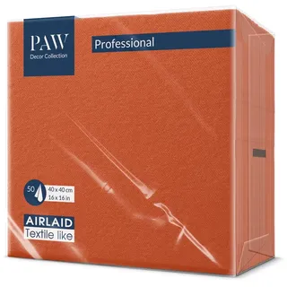 PAW - 50 Stück Stoffähnliche Airlaid-Servietten (40 x 40 cm) | Hochwertige, Saugfähige Einwegservietten Ideal Für Hochzeiten, Feiern Und Kommunionen | Tischdekoration - Orange