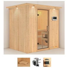Bild Sauna »Finja«, (Set), 3,6-kW-Plug & Play Ofen mit externer Steuerung beige