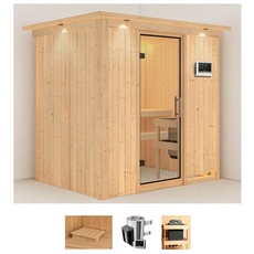 Bild von Sauna »Finja«, (Set), 3,6-kW-Plug & Play Ofen mit externer Steuerung beige