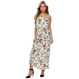 ONLY Damen Ärmelloses Maxi Blusenkleid | Lang Gepunktetes Print Tunika Dress | Spaghetti Träger ONLWINNER, Farben:Weiß-2, Größe:36