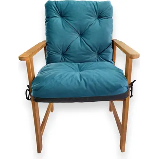 4L Textil Gartenstuhlauflage Niedriglehner Hochlehner (50x50x50 cm, Türkis) - Türkis