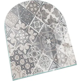 Dekoratives Mosaikmuster – Glasbodenplatte für – Kaminofen – Kaminplatte Glas – Schutzglas – Funkenschutzplatte –Glasbodenplatte Feuerfeste – Hitzeschutzplatte – Bodenschutz aus Glas – 80x70 cm