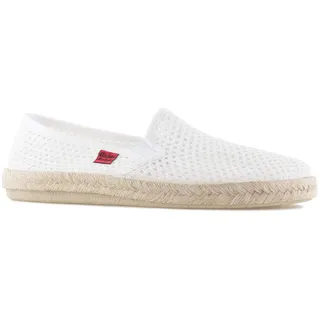 Andrés Machado - Slipper für Damen und Herren – AM500 – Mokassins für den Sommer – Unisex Hausschuhe – Espadrilles aus Leinen mit Rutschfester Gummisohle und Jute – Netz Weiß, EU 42
